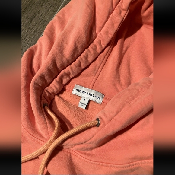 Peter Millar Mens Large Lava Wash Orange Pullover Hoodie Golf Sweatshirt - Picture 3 of 5
